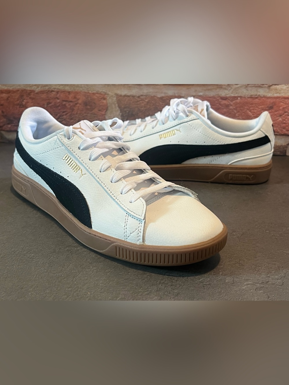 Puma White Sneakers with Black Formstrip and Gum Sole